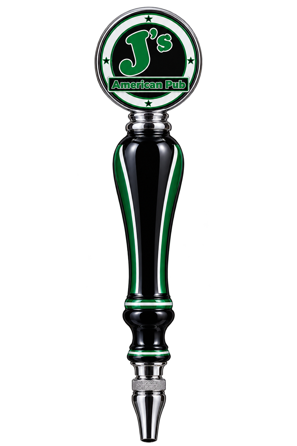 J's American Pub branded draft beer tap handle